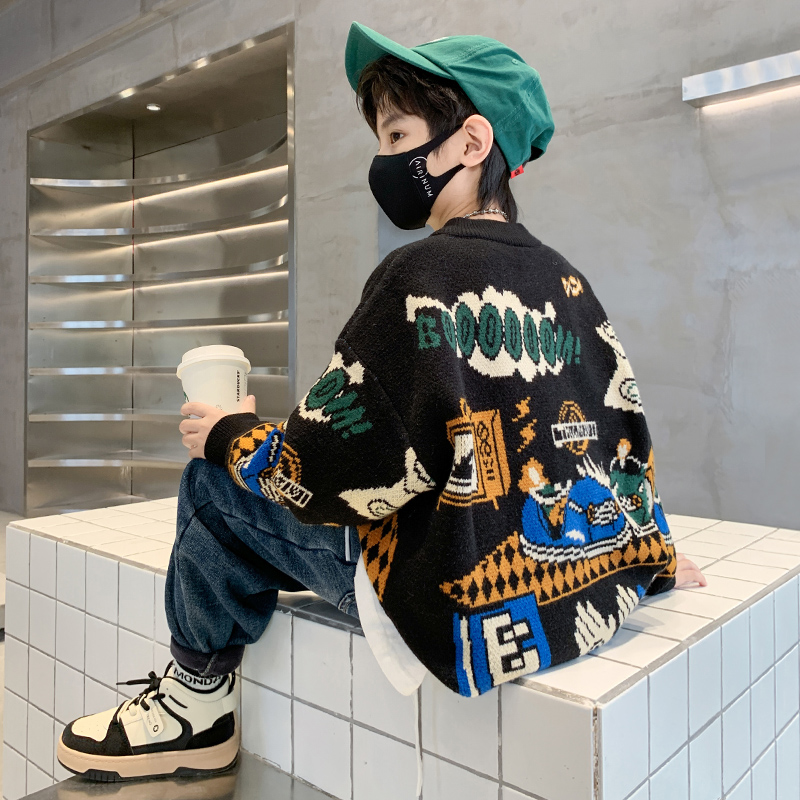 多奇妙图案毛衣秋冬款男童