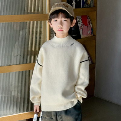 肩部对称黑线条毛衣秋冬款男童