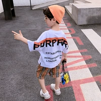 Quần áo bé trai bé trai mùa hè 2019 mới to boy hai mảnh không khí nước ngoài bé đẹp trai phiên bản Hàn Quốc của quần áo thủy triều - Phù hợp với trẻ em bán quần áo trẻ em