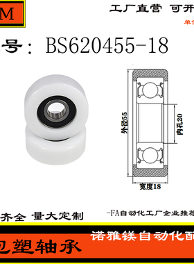 厂家直销诺雅镁包塑轴承滚轮POM移门滑轮BS620455-18