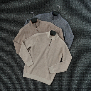 CssuGent高定 100%绵羊毛 半高领针织毛衣男休闲LP高端保暖打底衫