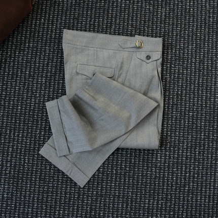 CssuGent那不勒斯皇后 人字纹小直筒西裤男绅士优雅商务痞帅裤子