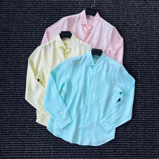 CssuGent那不勒斯皇后高定度假超薄系列精致菊花刺绣100亚麻衬衫