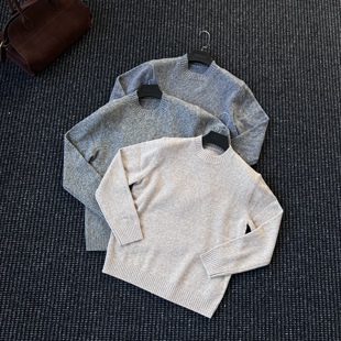 CssuGent  100%绵羊毛冬季花纱针织毛衣男休闲圆领微阔百搭打底衫