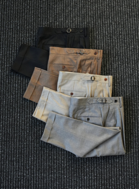 CssuGent那不勒斯皇后经典巴黎扣小直筒西裤男羊毛混纺抗皱休闲裤