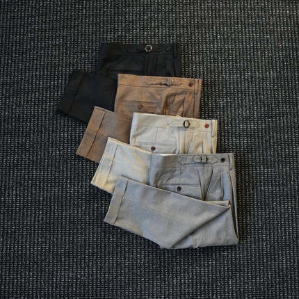 CssuGent那不勒斯皇后经典巴黎扣小直筒西裤男羊毛混纺抗皱休闲裤