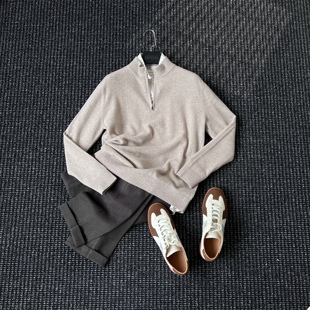 CssuGent秋冬季 半开领山羊绒针织毛衣男高端12针老钱风恩巴风内搭