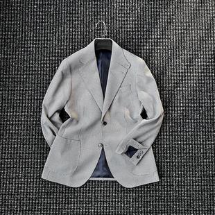 CssuGent高定復(fù)古千鳥格單排扣西服男士 痞帥外套 紳士休閑羊毛西裝