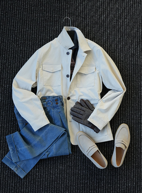 CssuGent那不勒斯皇后高定多口袋收腰猎装夹克男绅装高端痞帅外套