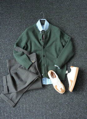 CssuGent冬季厚款立领绵羊毛混纺开衫外套男绅士优雅保暖毛衣夹克