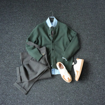 CssuGent冬季厚款立领绵羊毛混纺开衫外套男绅士优雅保暖毛衣夹克