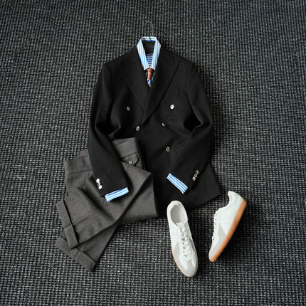 CssuGent那不勒斯皇后高定布雷泽西服男绅装双排扣商务宴会西装潮