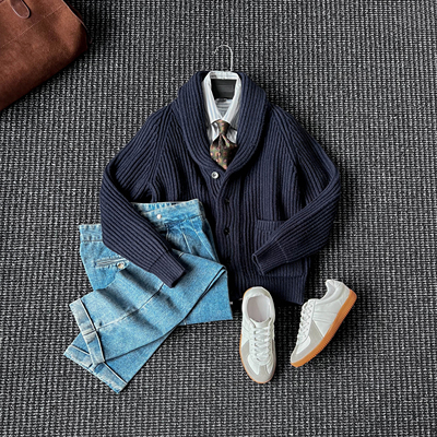 绅士老钱毛衣外套男保暖针织开衫