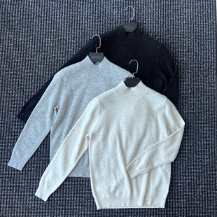 百搭线衫 修身 轻奢高定100%羊毛彩色颗粒半高领针织毛衣男士 秋冬季