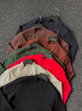 CssuGent 高端美学14针精仿羊毛混纺针织毛衣男厚款保暖半高领衫