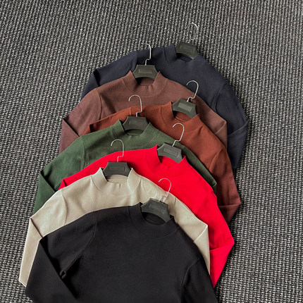 CssuGent 高端美学14针精仿羊毛混纺针织毛衣男厚款保暖半高领衫