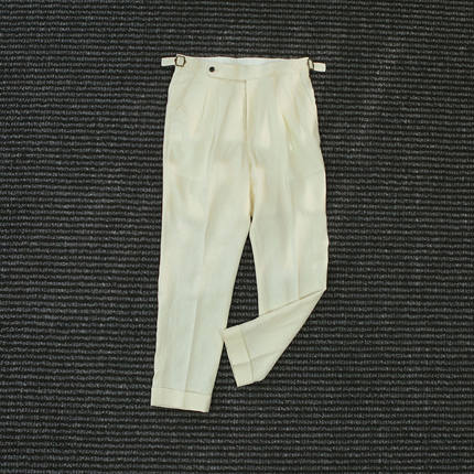 CssuGent那不勒斯皇后100亚麻直通西裤男绅士老钱设计美学西裤潮