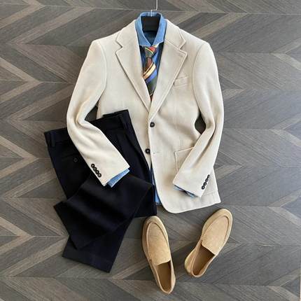 Cssu Gent秋冬意式复古那不勒斯休闲西装重磅加厚灯芯绒西服外套