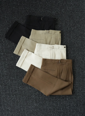 CssuGent 秋冬季那不勒斯皇后高定小直筒西裤男羊毛混纺休闲裤潮