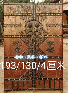 民俗老物件老木门木风化铁艺大门庭院旧木门院门民宿装修怀旧复古