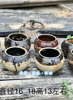 民俗古朴风水培铜钱草老物件