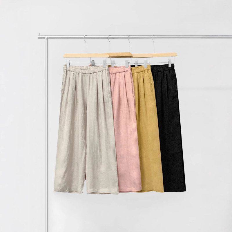 100汉麻长裤 2025纯色时尚夏季时尚休闲百搭天丝亚麻气球裤垂感裤