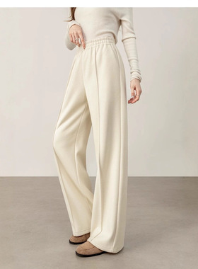 25秋冬肌理感【羊毛醋酸】灰色休闲裤加厚直筒阔腿裤25608