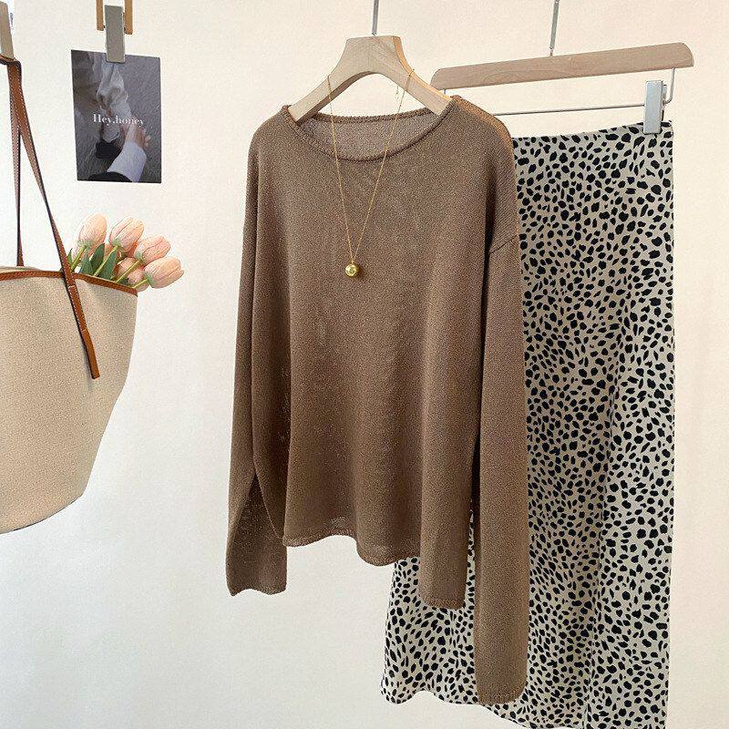 26夏装新品岛国进口和纸纱一字领卷边长袖罩衫防晒上衣Z807