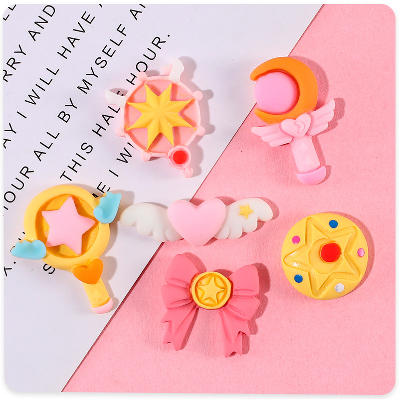 爱心魔法棒翅膀少女心创意树脂配件奶油胶手机壳diy发夹发卡材料