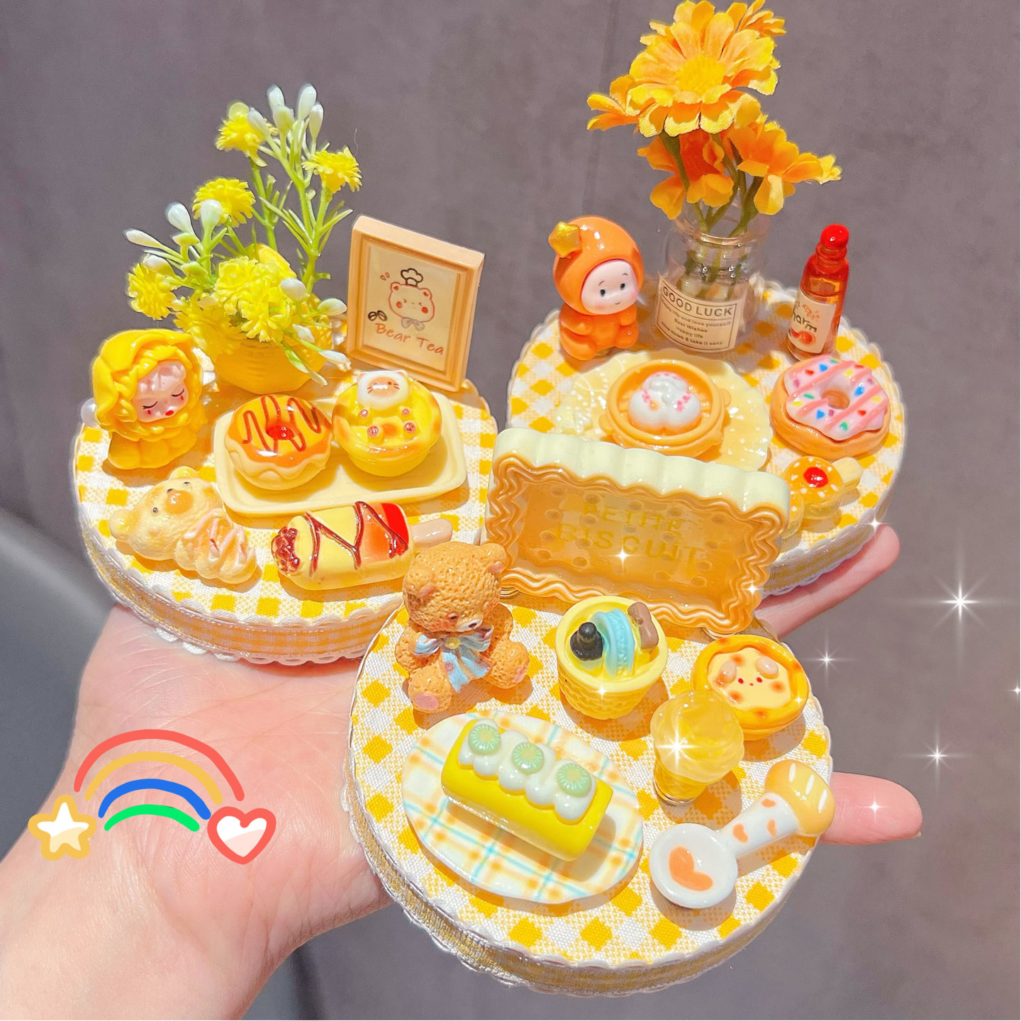 卡通甜品蛋糕DIY手工黄色食玩摆件磁性玩具8cm可移除儿童创意粘贴