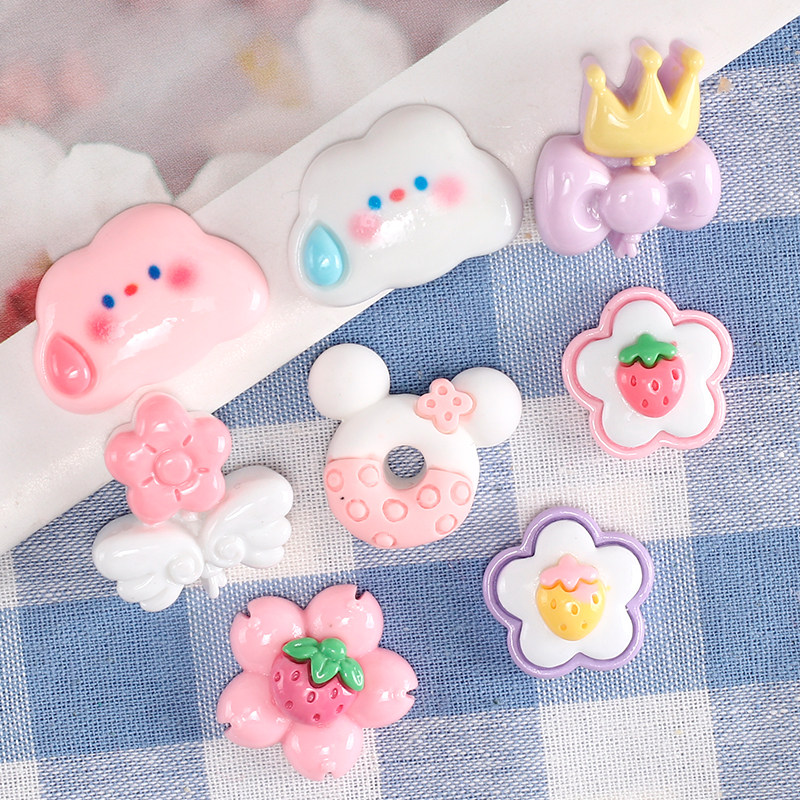Q版表情可爱云朵糖果奶油胶diy材料创意树脂小配件装饰手工制作