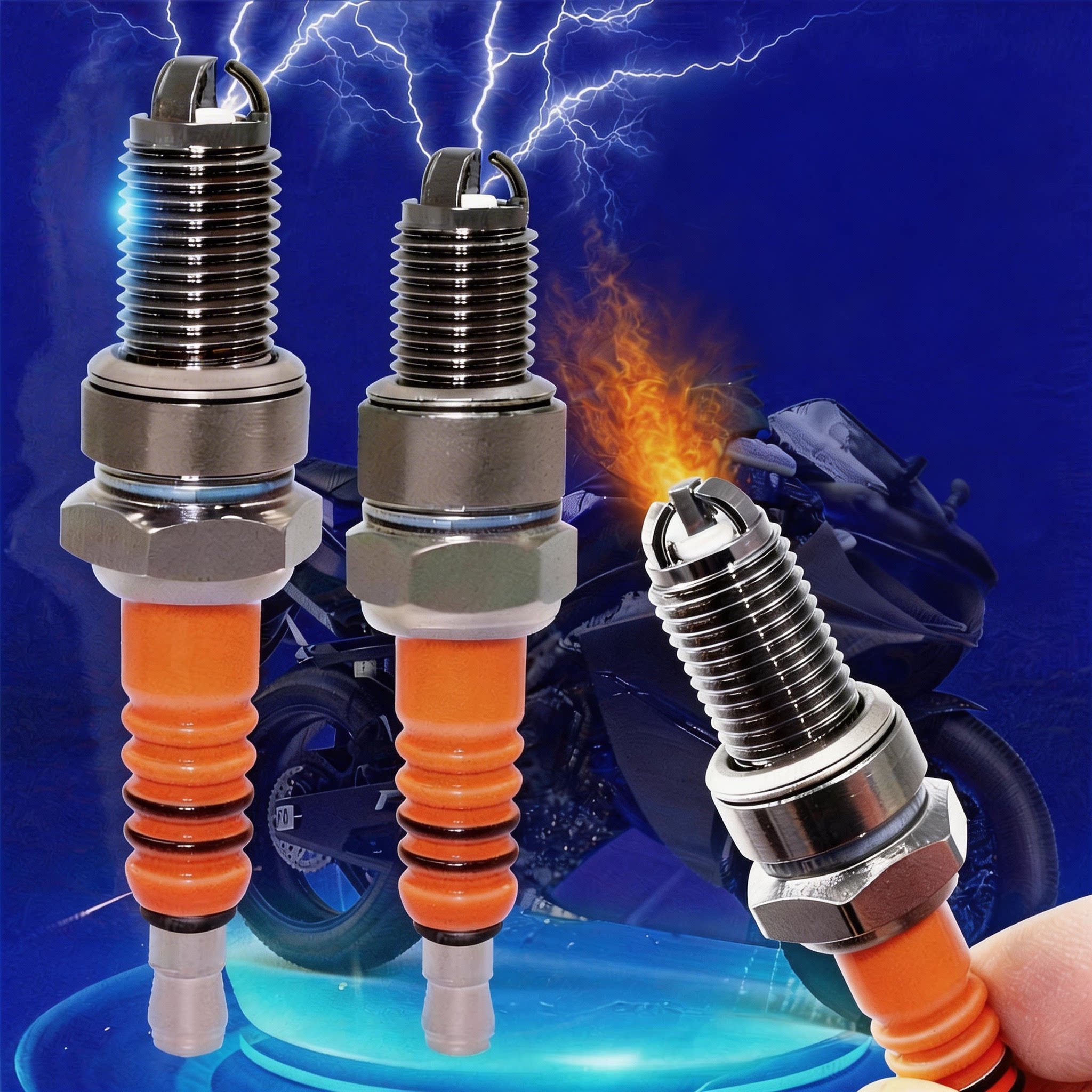 摩托车火花塞GY6踏板车火花塞A7TC多角位点火改装3爪A7TC火花塞