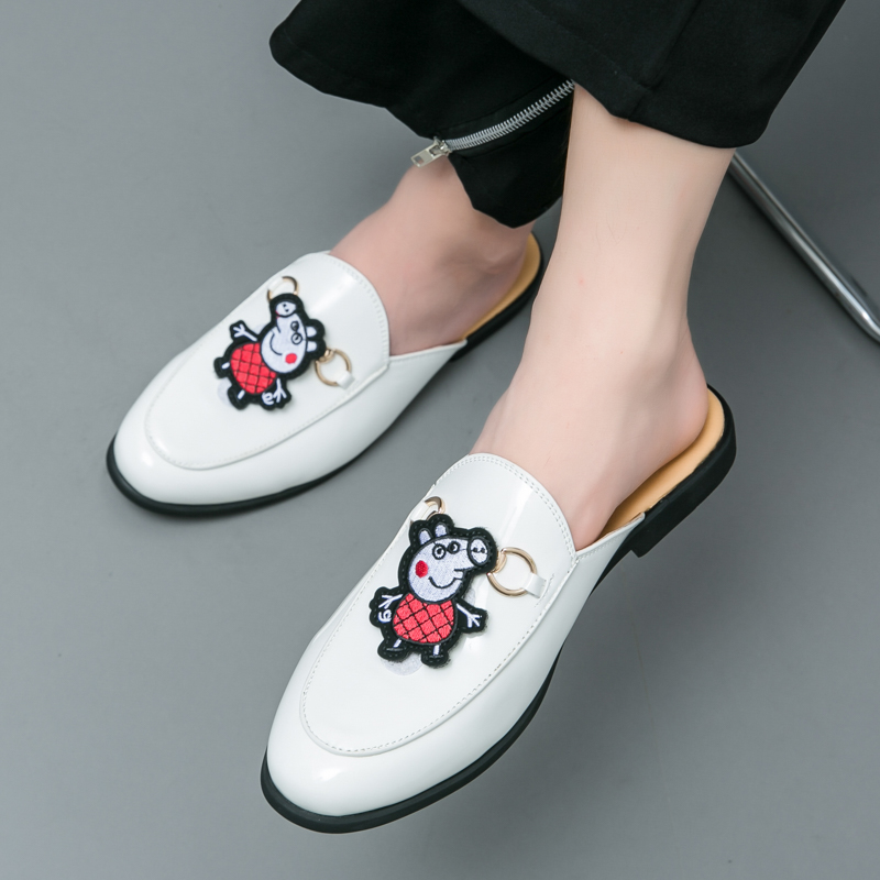 男皮鞋夏季一脚蹬潮流半拖鞋