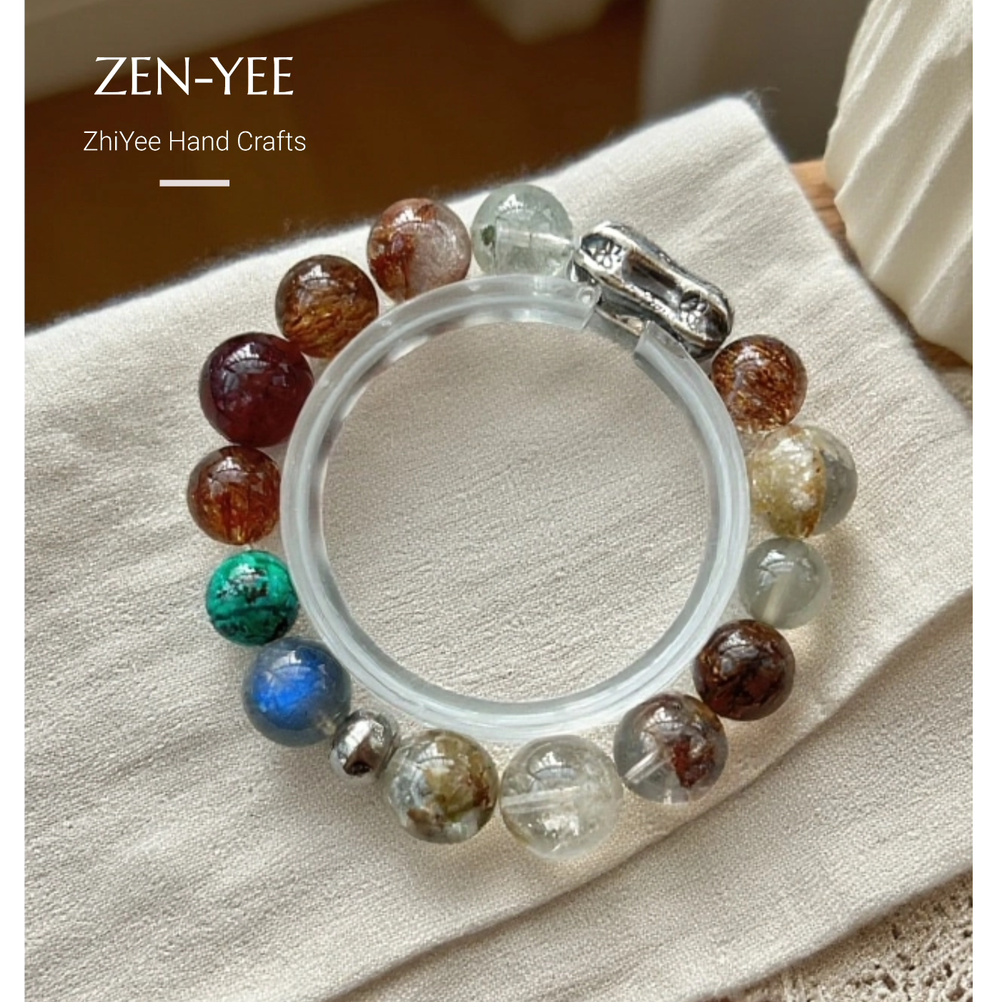 天然水晶多宝手链灰月光胶花异象幽灵绿松石黑金超手串女高级大气