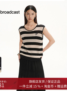 播商场同款无袖航海条纹针织T恤女25夏季新款轻薄上衣BDS2SD2357