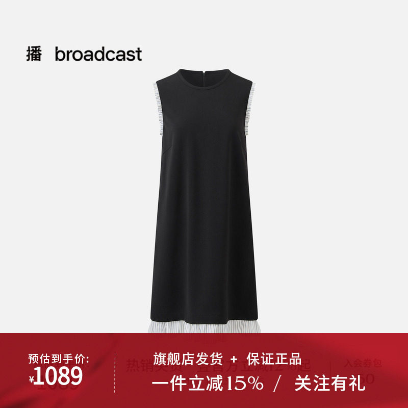 【商场同款】播26夏新品三醋纤无袖连衣裙女圆领裙子BDT7LD3055