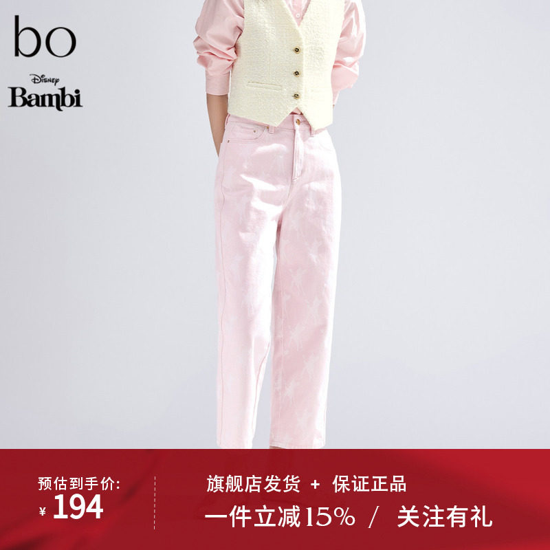 播迪士尼小鹿斑比系列商场同款2024新款印花直筒牛仔裤BDR1KD2422图片