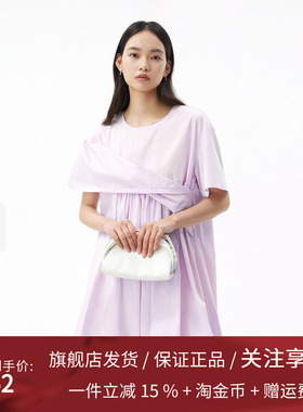 播商场同款张力感扭结分割抽褶连衣裙女春夏气质裙子BDQ3LD0586