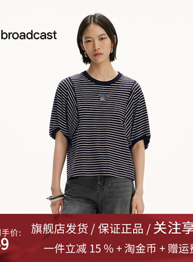 播商场同款航海条纹短袖T恤女25夏日新款美式宽松上衣BDS2YD2538