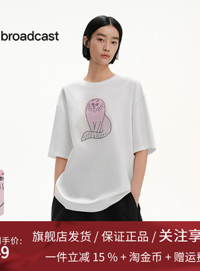 播Lisa Larson联名淡人休闲宽松短袖白T恤女25夏季新款BDS2YD2504