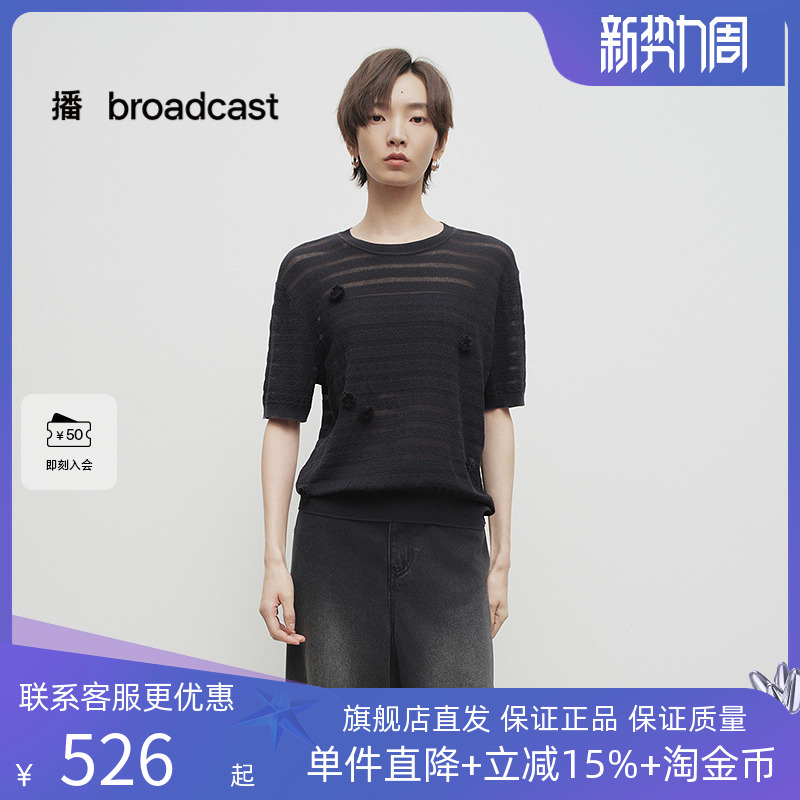 播商场同款圆领短袖针织衫女25春秋新款宽松气质上衣BDS1SD1242