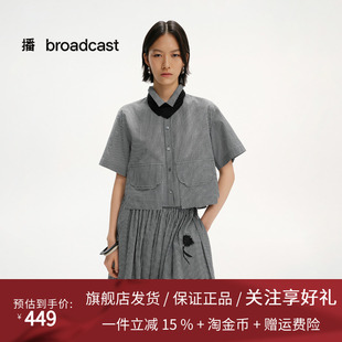 宽松短袖 播商场同款 新款 女25夏季 衬衣BDS2CD2278 休闲格子衬衫