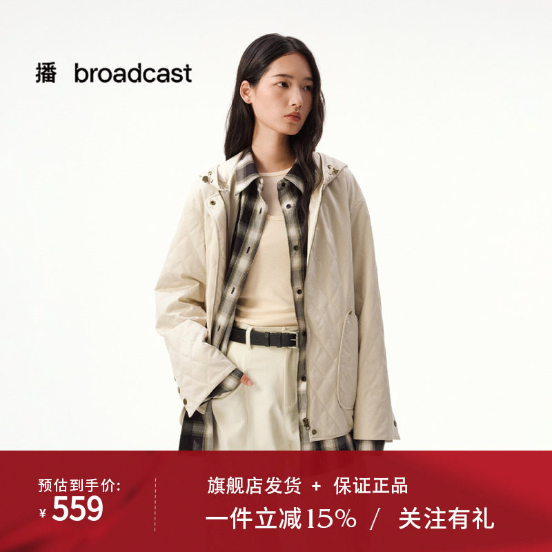 播假两件拼接短外套女25秋冬新款连帽宽松随性上衣DDS4PD5236