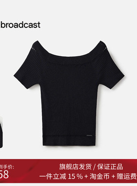 播商场同款修身一字领短袖针织衫女25夏新款显瘦薄上衣BDS2SD2115