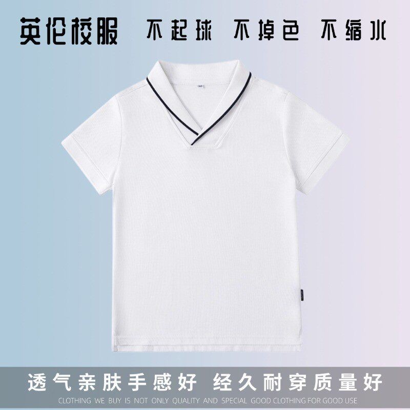 学生夏季枣红藏青白色短袖T恤短裤校服英伦男女童短裤套装 13T006