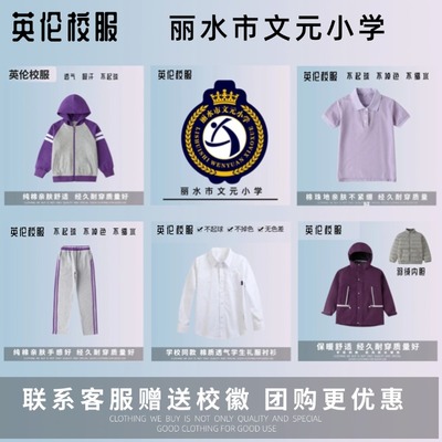 【校徽校服】丽水市文元小学 英伦学生运动服短袖