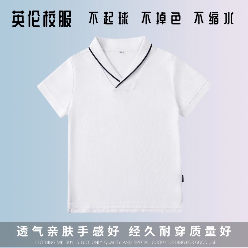 学生夏季枣红藏青白色短袖T恤短裤校服英伦男女童短裤套装 13T006