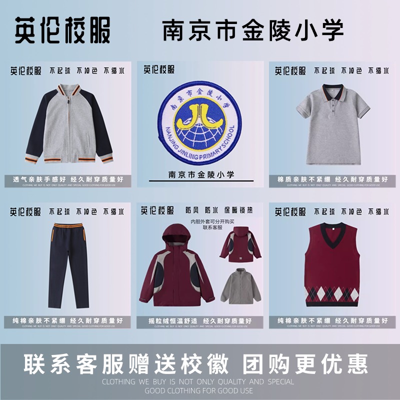 【校徽校服】南京市金陵小学广志路 仙林湖校区 学生运动短袖T恤