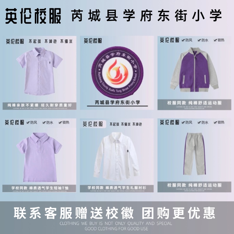 【校徽校服】运城芮城县学府东街小学 英伦学生运动短袖T恤
