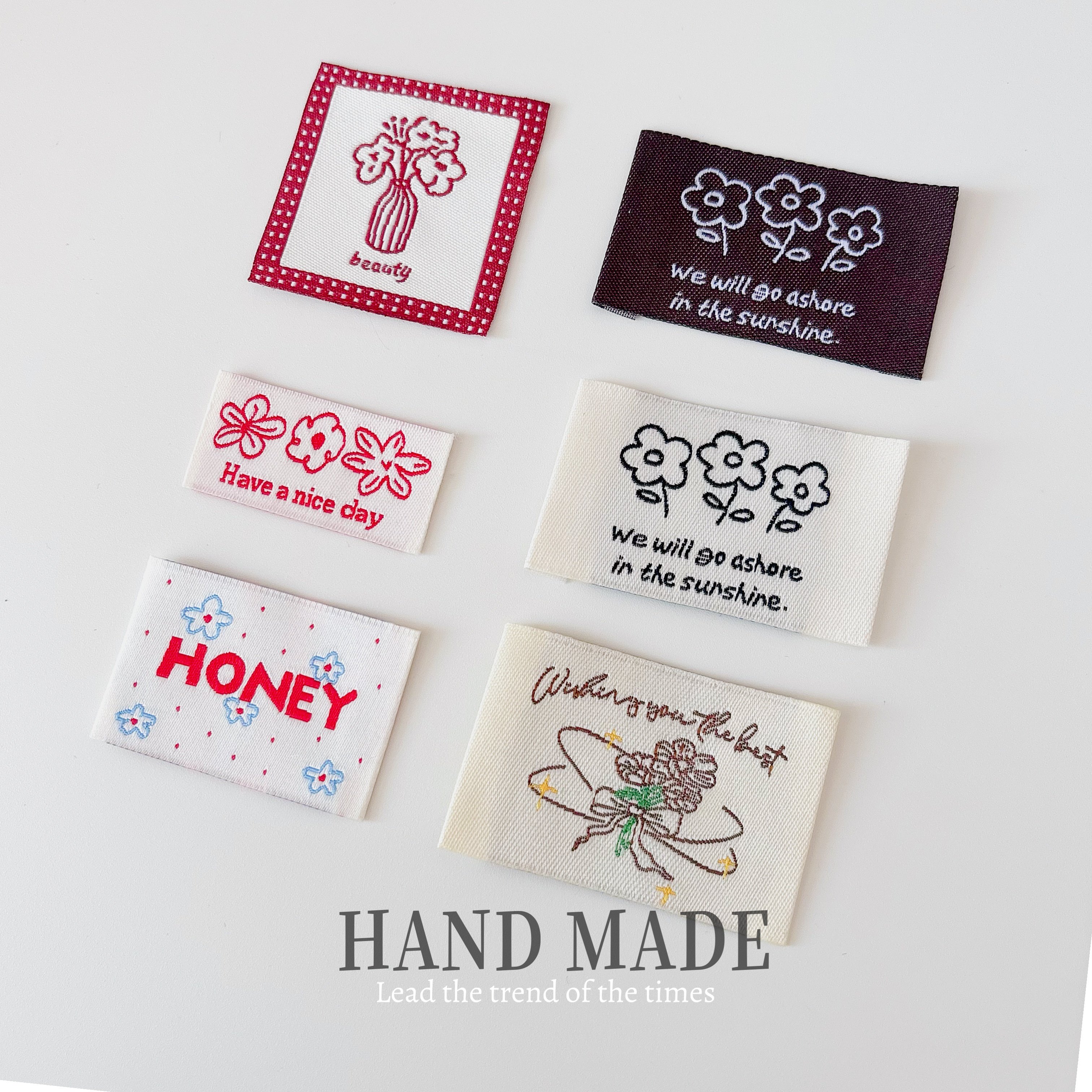 韩国布标现货手工缝纫织唛装饰标签花朵图案辅料手作diy衣服布贴,居家布艺,布贴,淘宝优惠券,粉丝福利购,淘宝优惠卷